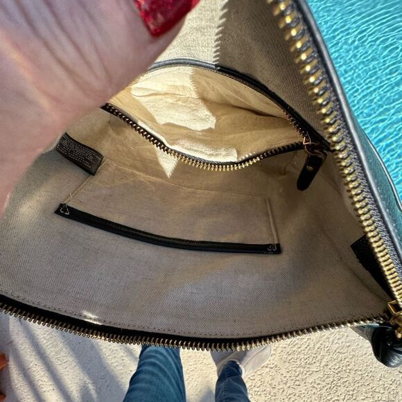 Botkier black pebble leather large crossbody bag  xl strap lots of pockets EUC - Picture 11 of 15